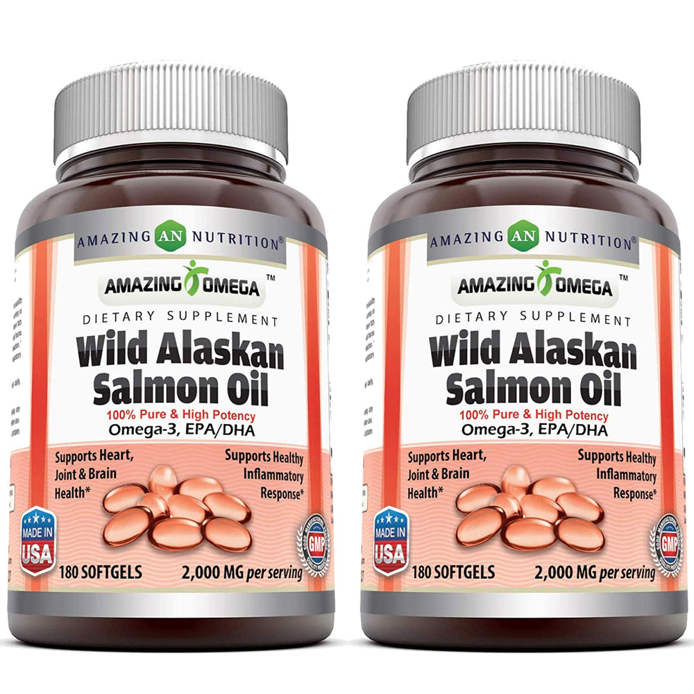Amazing Omega bottle showcases wild Alaskan salmon oil for daily omega-3.
