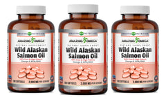 Amazing Nutrition Omega Salmon Oil bottle with 2000 mg per serving for daily omega-3.