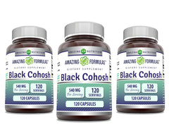 Amazing Nutrition Black Cohosh 540mg bottle, gluten-free and non-GMO daily supplement