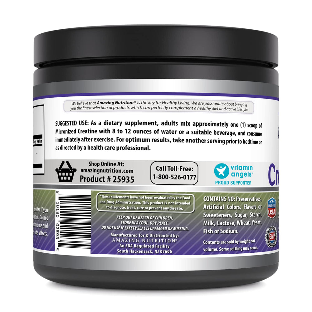 Amazing Nutrition creatine powder being poured for quick pre-workout mix