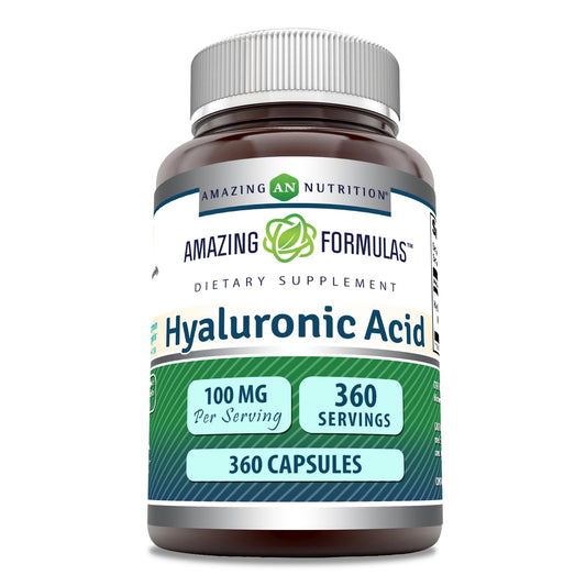 Amazing Nutrition Hyaluronic Acid 100 mg bottle front view for daily wellness support