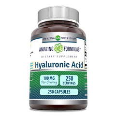 Amazing Nutrition Hyaluronic Acid 100mg capsules close-up indicating purity and smooth finish