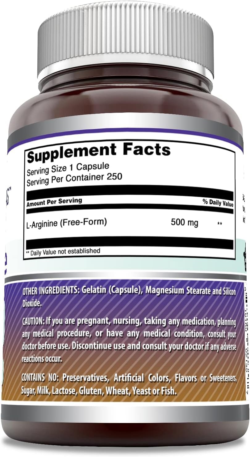 Closeup of Amazing Nutrition L-Arginine capsules ready for daily use