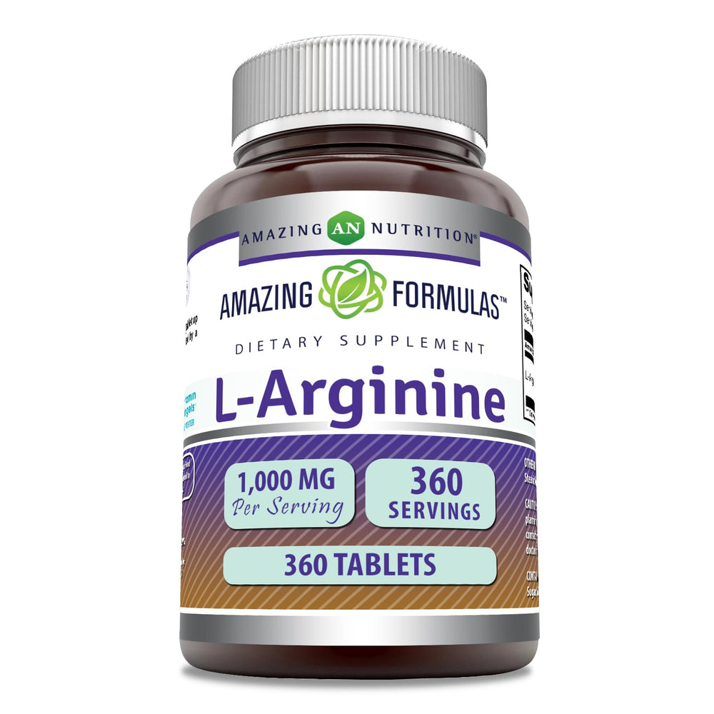 Amazing Nutrition L-Arginine tablet 360-count bottle for daily wellness.
