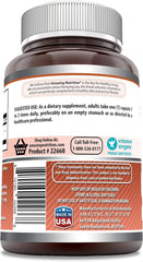 Amazing Nutrition L-Lysine 500 mg capsules serving illustrates 250 servings per bottle.