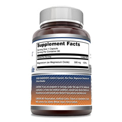 Close-up of Amazing Formulas magnesium oxide capsules, gluten-free daily wellness option.