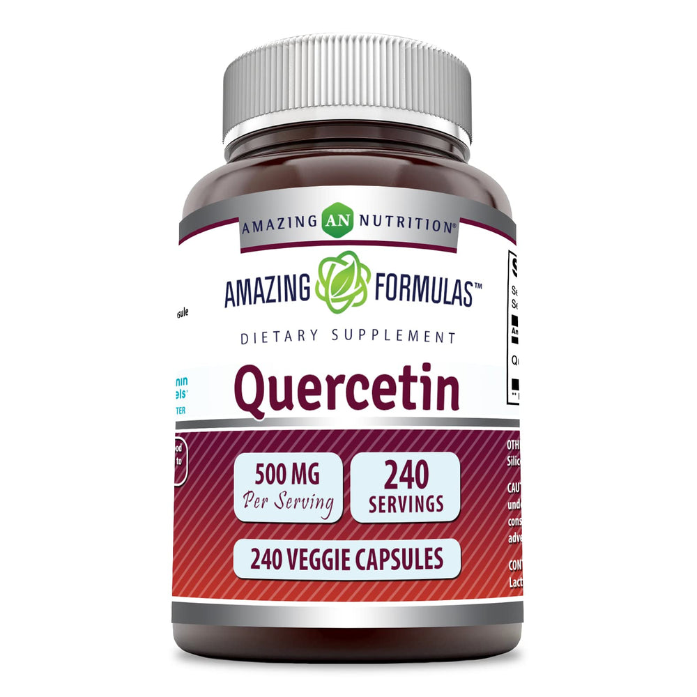 Amazing Nutrition Quercetin 500mg bottle front—veggie capsules for daily wellness
