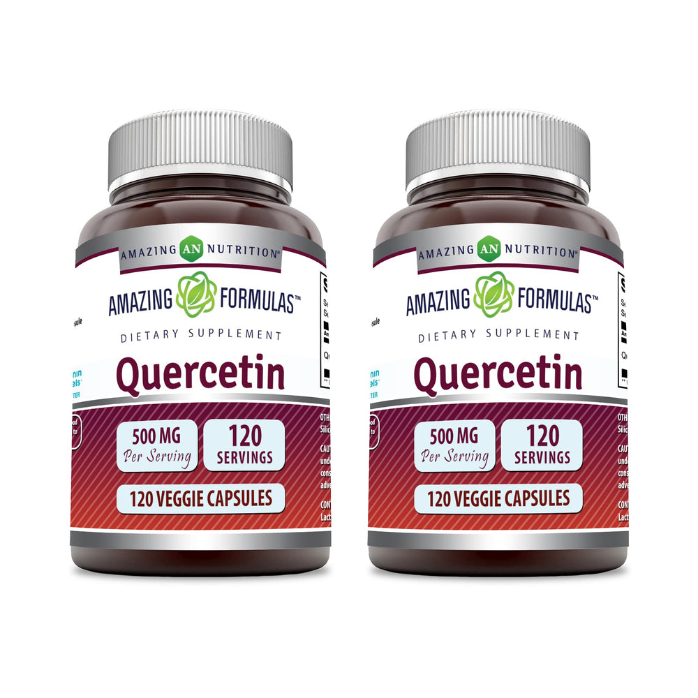 Amazing Nutrition Quercetin 500mg veggie capsules bottle for daily wellness.