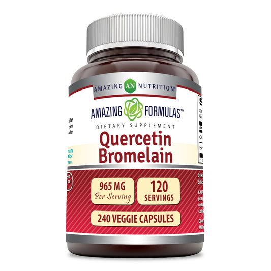 Amazing Nutrition quercetin bottle with bromelain capsules for immune support.