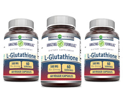 Amazing Nutrition reduced L-Glutathione 500 mg bottle for daily wellness routine.