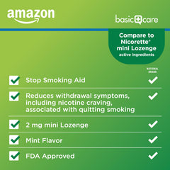 Amazon Basic Care 2 mg lozenge mint tablet for nicotine replacement.