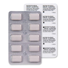 Amazon Basic Care gum pieces in a dish ready for quick use.