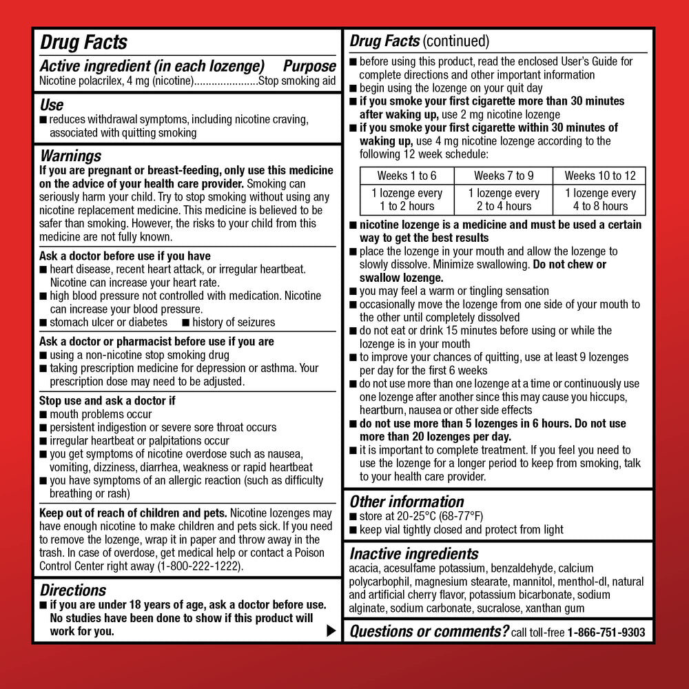 Amazon Basic Care Mini Nicotine Lozenge 4 mg cherry ice supply tile on shelf.