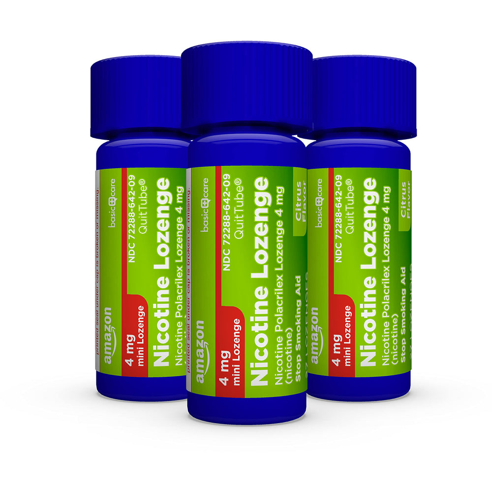 Amazon Basic Care lozenge citrus 4 mg on a surface reinforces daily reminder.