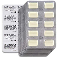 Amazon Basic Care nicotine gum 4 mg cinnamon pack detail.