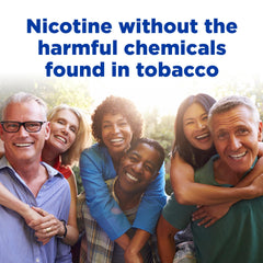 Brand label on Amazon Basic Care nicotine gum package highlights trusted option