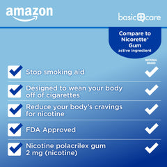 Close-up of uncoated texture of Amazon Basic Care nicotine gum 2 mg