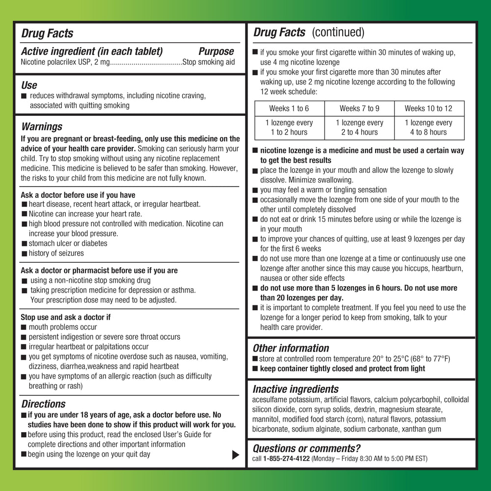 Mint lozenge usage as part of Nicotine Replacement Therapy.