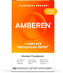 Amberen menopause bottle cap close-up showing compact daily capsule format for easy use