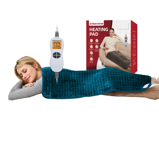 Ambershine heating pad with LED screen control for precise back and neck warmth.