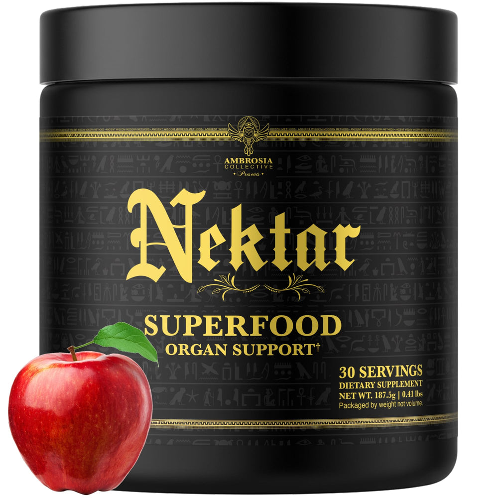 Ambrosia Nektar Apple Symphony powder scoop shows texture for daily energy support