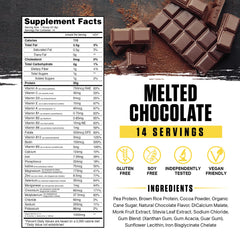 Ambrosia Planta powder close-up emphasizes plant-based protein blend for lactose-free nutrition.