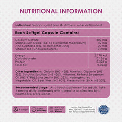 Ambrosial calcium magnesium zinc with d3 label on bottle communicates purity and ingredients.