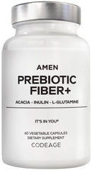 Amen Prebiotic Fiber bottle front showing capsule format for daily fiber support.