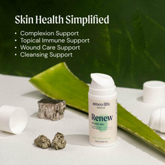 Ameo Life colloidal silver gel aloe texture closeup showing creamy gel for calm skin.