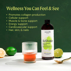 Close-up of Ameo Life Fulvic Acid & Mineral Complex label highlighting vegan, non-GMO quality