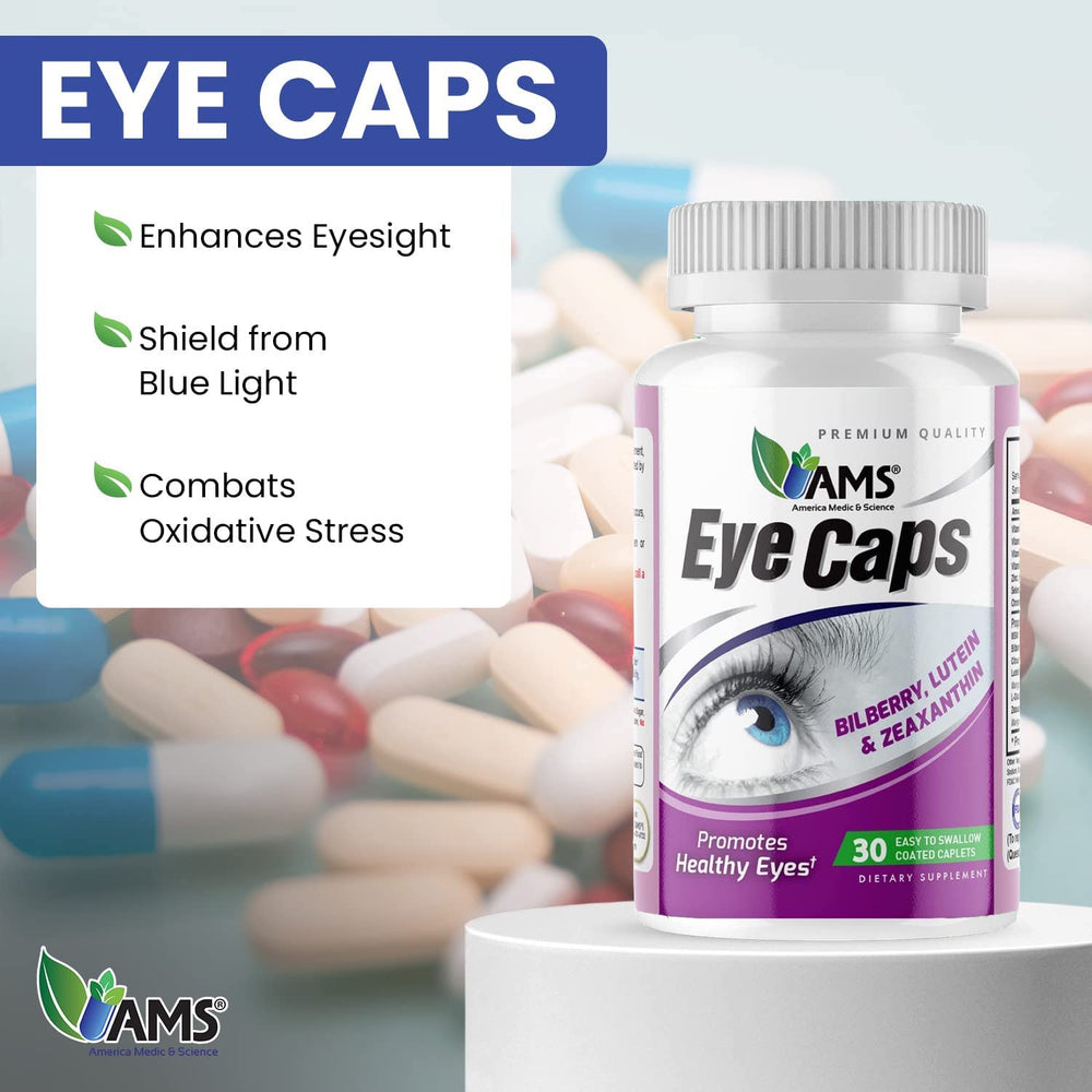 EyeCaps caplets close-up highlighting easy-to-swallow design for daily use.