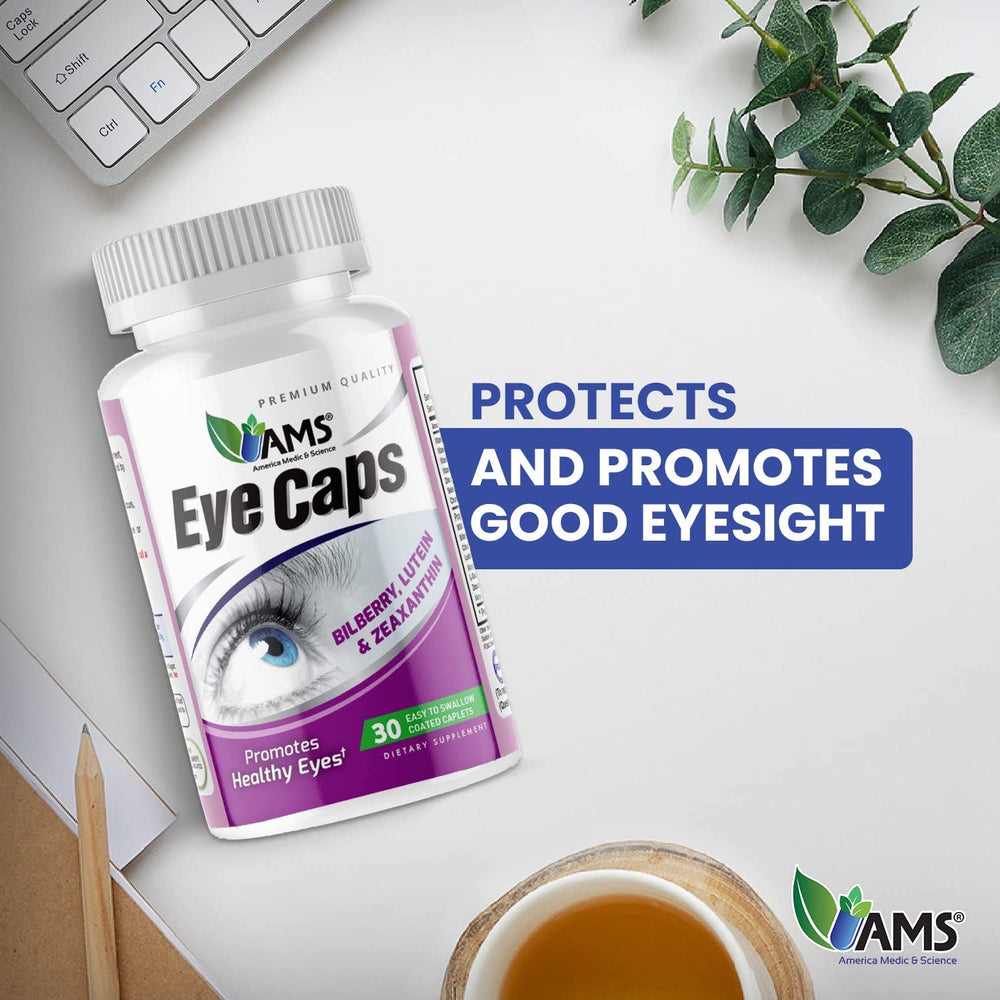 EyeCaps label detail emphasizing lutein, zinc, and vitamins for eye wellness.