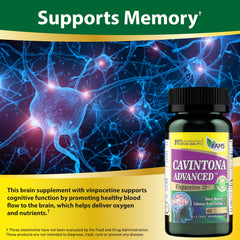 Close-up pour of Cavintona Advanced capsules for mental clarity.
