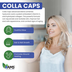 America Medic and Science Colla Caps label detail presents ingredients and directions.