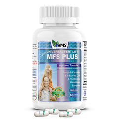 America Medic & Science MFS Plus bottle front for daily fertility support.