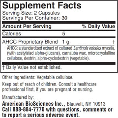 American BioSciences ImmPower bottle back label shows dosage and ingredients