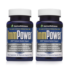 American BioSciences ImmPower bottle front highlights AHCC-based immune support potential.