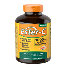 American Health Ester-C 1000mg veggie tablets bottle highlighting a stomach-friendly immune support option.