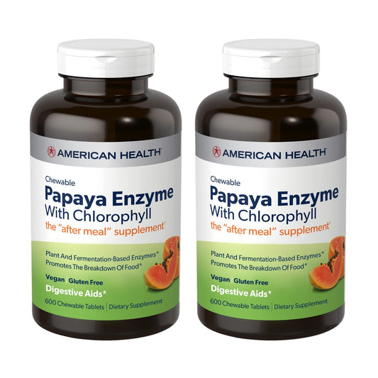 American Health papaya enzyme chewables pack 1 bottle for on-the-go digestion support.