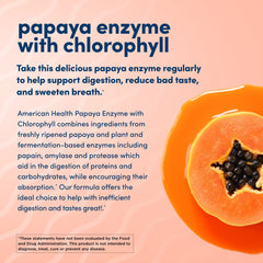 American Health papaya enzyme chewables nutrition label shows 600 tablets in the two-pack value.