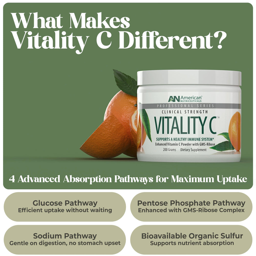 American Nutriceuticals Vitamin C Powder with scoop helps measure 4000 mg easily