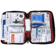 American Red Cross first aid kit with zippered soft pack for organized emergency supplies.
