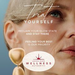 American Wellness Authority stand with timer and brightness controls for easy sessions.