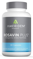 AMERIDEN Rosavin Plus bottle pouring to show 90 capsules for steady energy