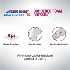 AMERX bordered foam dressing used under compression garments for secure wear