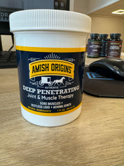 Amish Origins easy-to-use ointment applied to target area for relief.