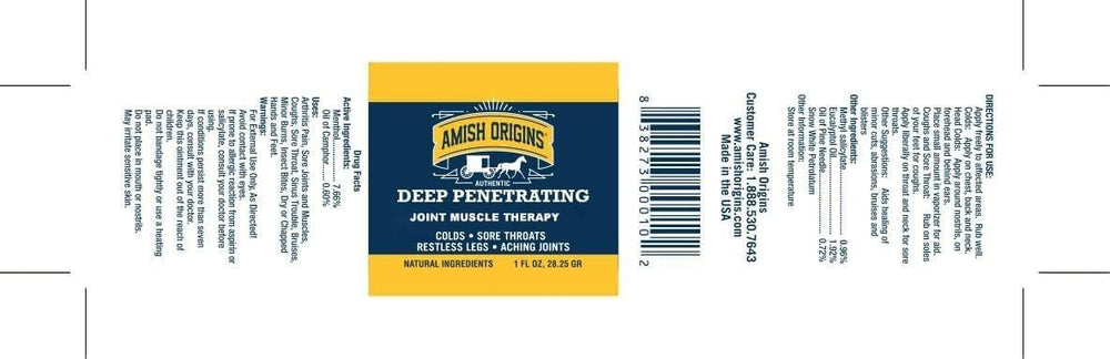 Amish Origins Pain Relief Ointment being applied on knee, offering targeted, quick soothing relief.