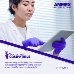Disposable AMMEX Indigo Nitrile Exam Gloves for daily chores.