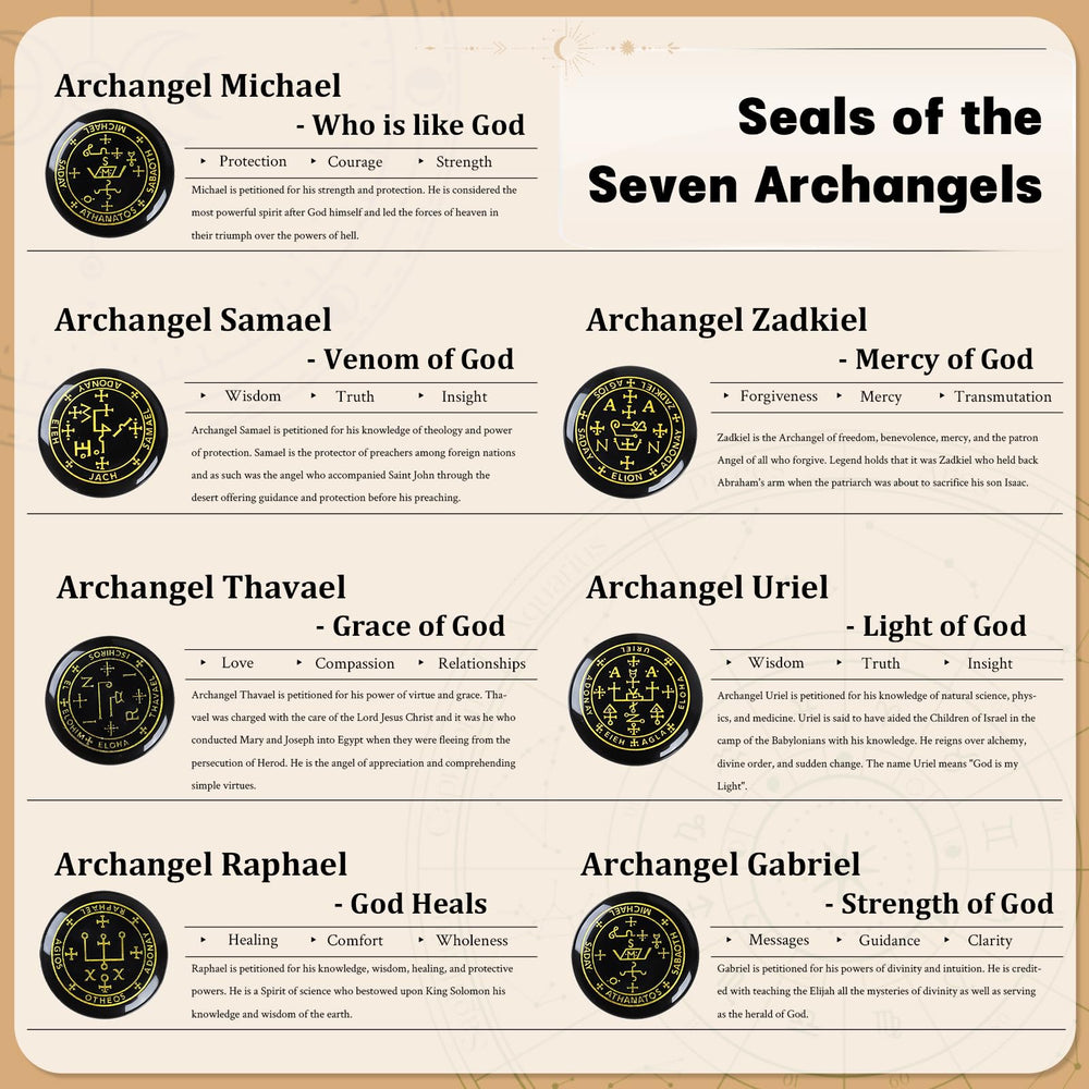 Amogeeli Archangel sigil stones with golden engraving for meditation.