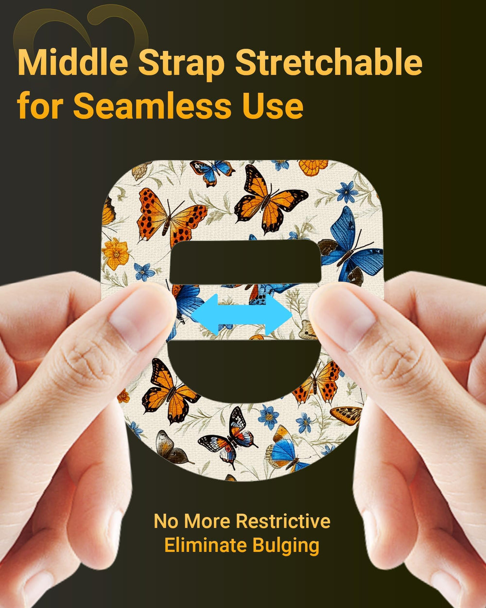 Amolyfe Omnipod patch on breathable material keeps skin comfortable.